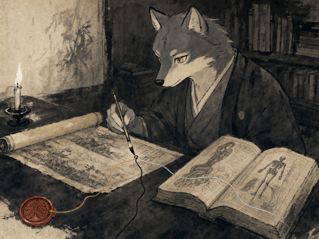 水と油の学問は、同じ結び目でほどけた の挿絵(マカミ)
